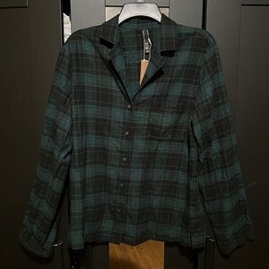 SKIMS Green Plaid Pajama Top